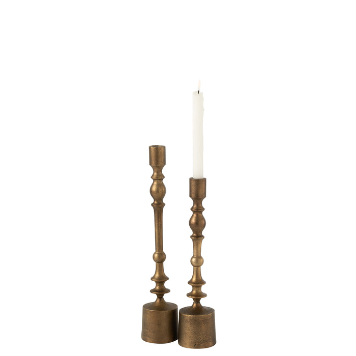 J-line - Kandelaar Neuh Aluminium Brons Large - 8x8x41cm