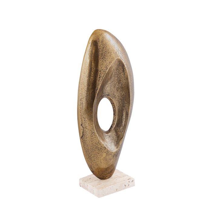 PTMD Kellaine Brass Casted Alu Statue Travertine Base