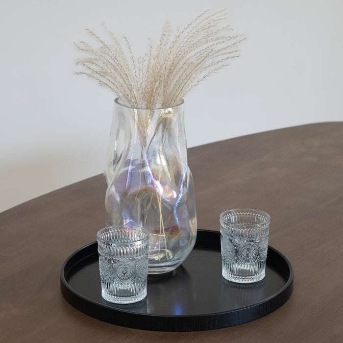 QUVIO Vaas ingedeukt – Maat L – Glas - Parelmoer