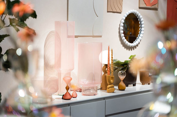 Mica Decorations Vaas Fallon - 24x24x50 cm - Glas - Licht Roze