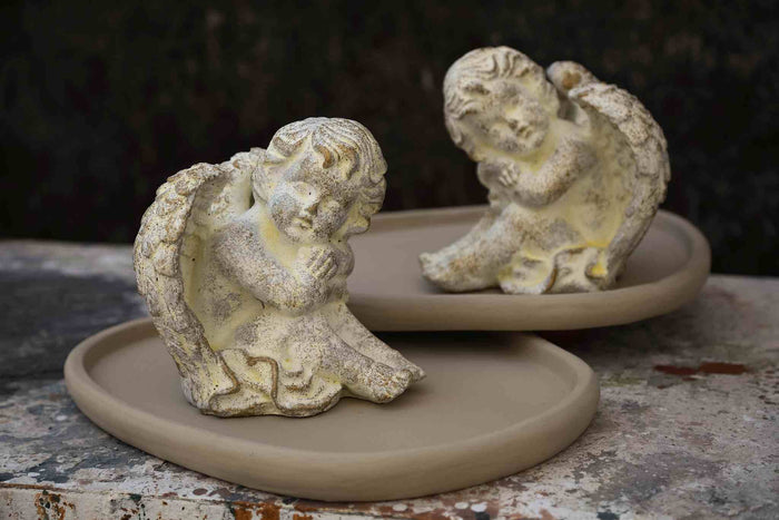 PTMD Chrisann Cream Cement Sitting Angel Statue S