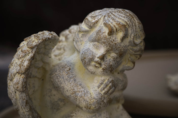 PTMD Chrisann Cream Cement Sitting Angel Statue S