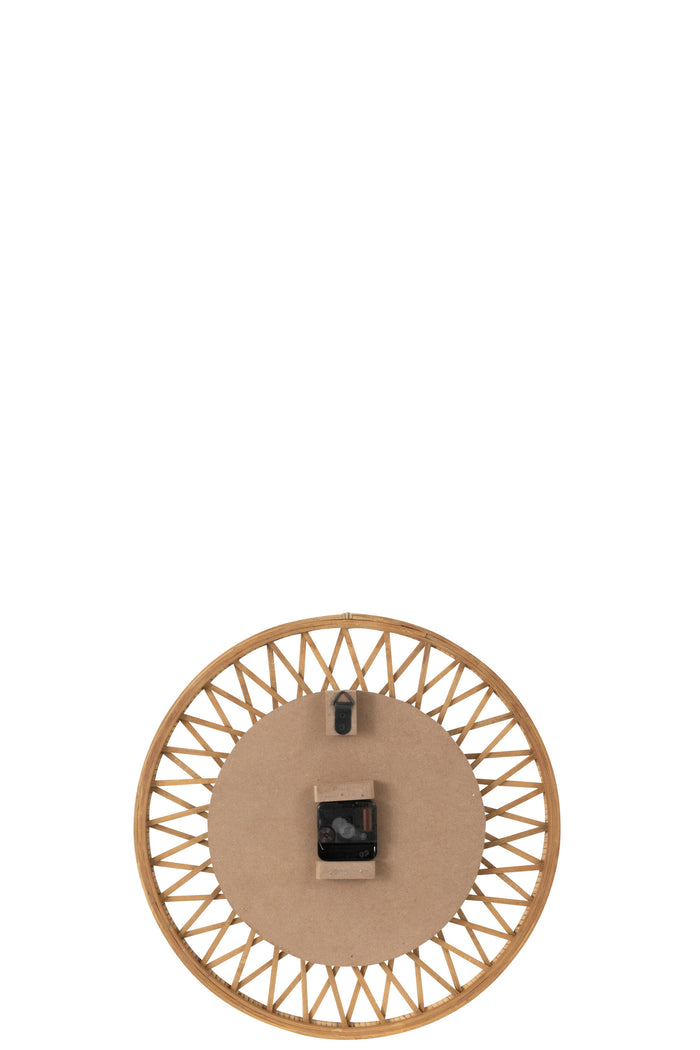 J-line - Wandklok Wonder Rotan Natuur|wit Small - 40x2.5x40cm