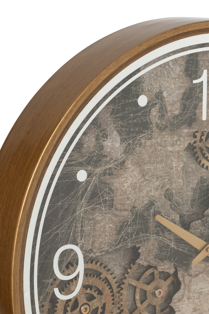 J-line - Klok Kaart Europa Mdf Goud Large - 60x10x60cm