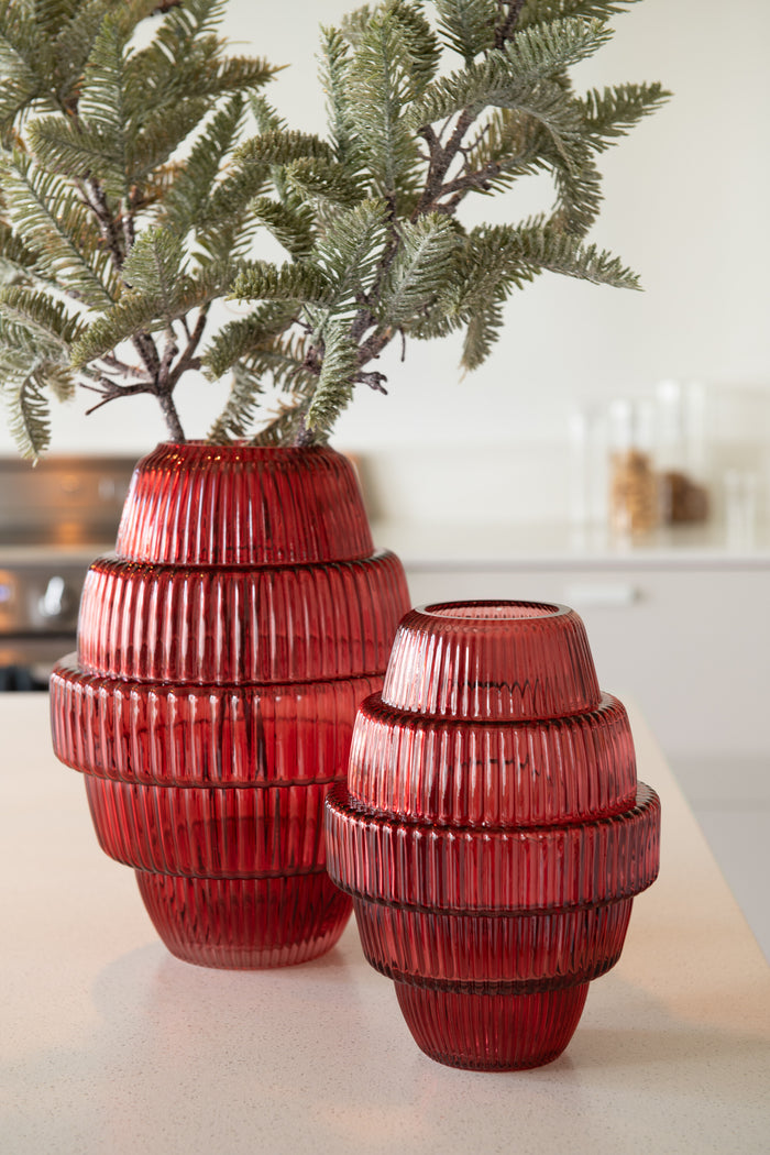 J-Line vaas Max - glas - rood - large - 30 cm hoog