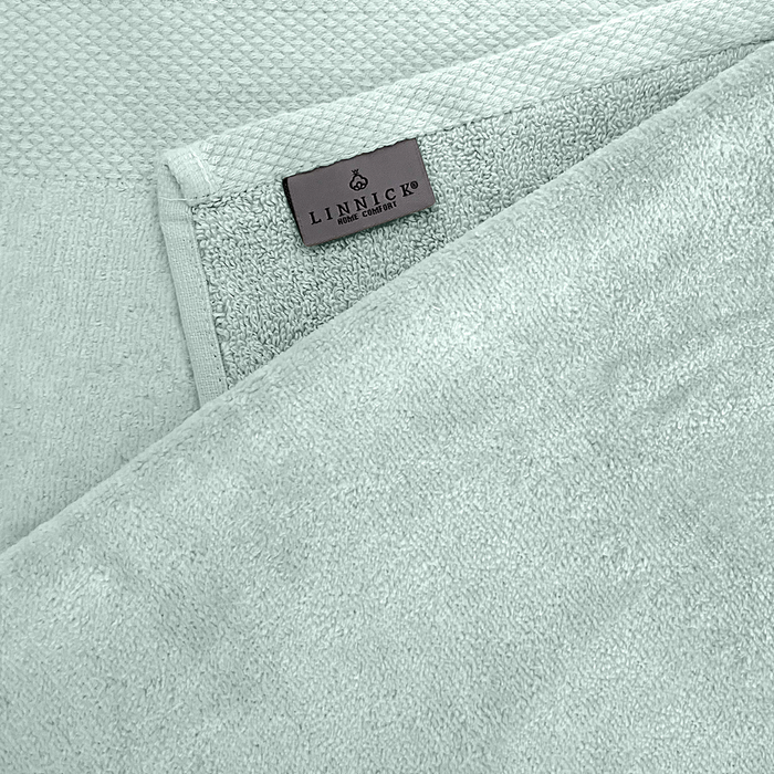 LINNICKVelours Handdoek Katoen 50x100cm - soft green - Set van 4