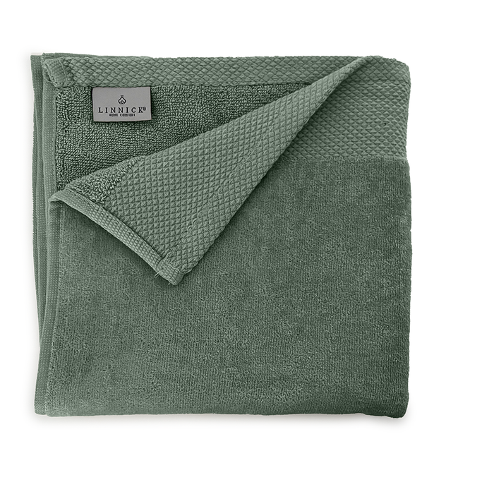 LINNICKVelours Handdoek Katoen 60x110cm - olive green - Set van 6