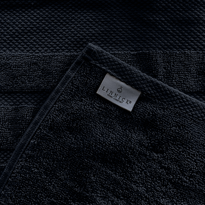 LINNICKBadstof Badlaken Katoen 70x140cm - black - set van 4