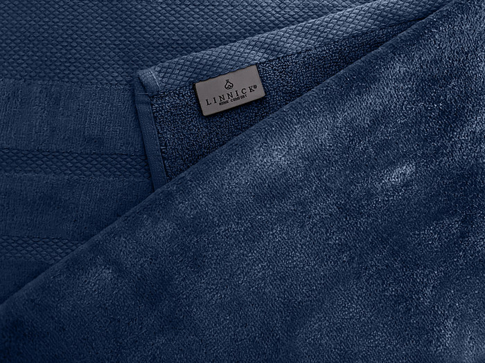 LINNICKVelours Badlaken Katoen 70x140cm - ocean blue - Set van 4