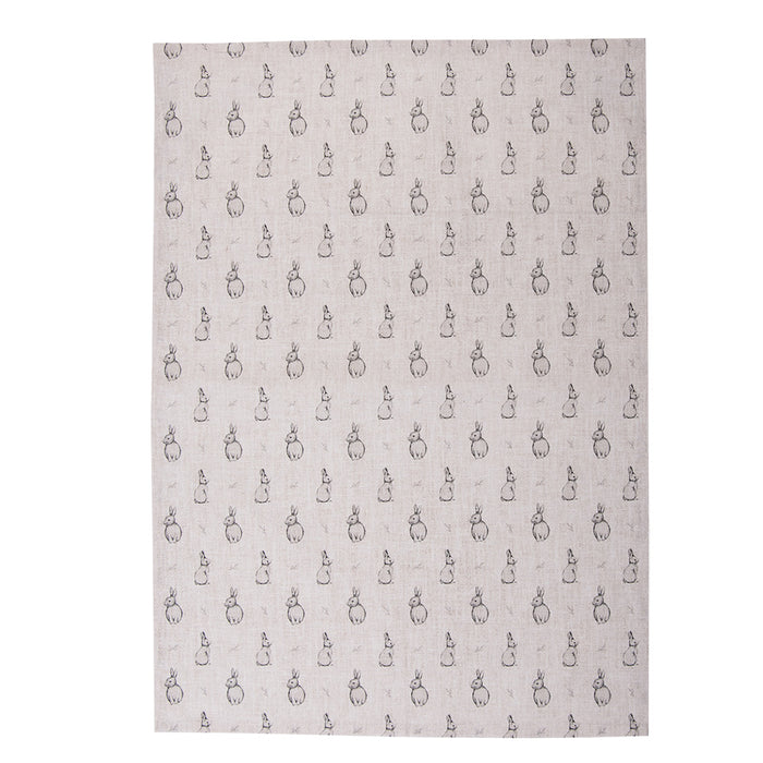 Clayre & Eef Theedoek 50x70 cm Beige Grijs Katoen Konijn