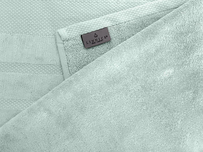 LINNICKVelours Badlaken Katoen 70x140cm - soft green - Set van 4