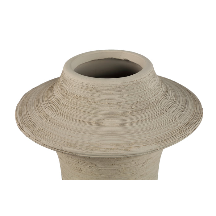 PTMD Rinder Beige Matt Ceramic Wide Ring Vase High L