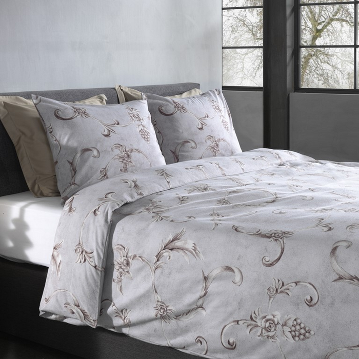 Heckett Lane Dekbedovertrek Flanel Rosalie - grey