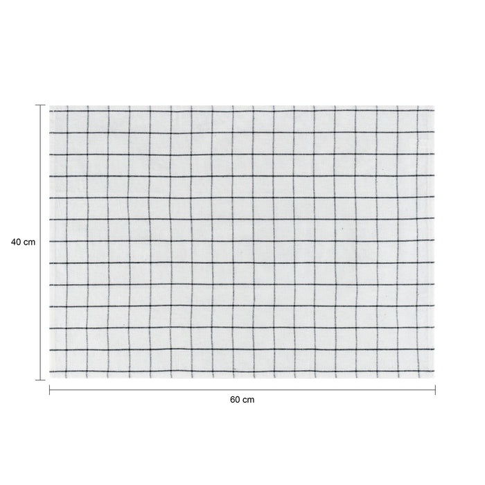 Krumble Theedoek met ruitpatroon groot - Wit - Set van 4