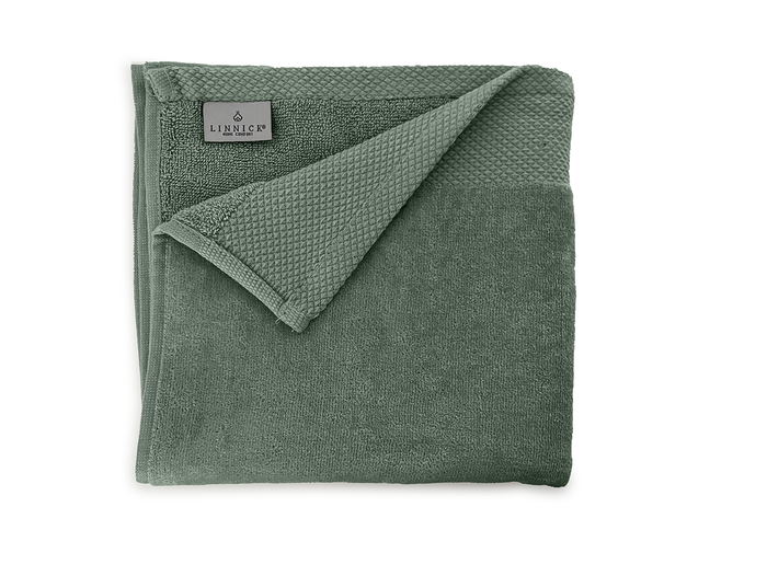 LINNICKVelours Handdoek Katoen 60x110cm - olive green - Set van 4