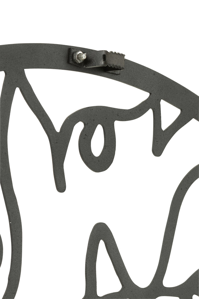 J-line - Klok Gezichten Metaal Zwart Large - 69x69x0.5cm