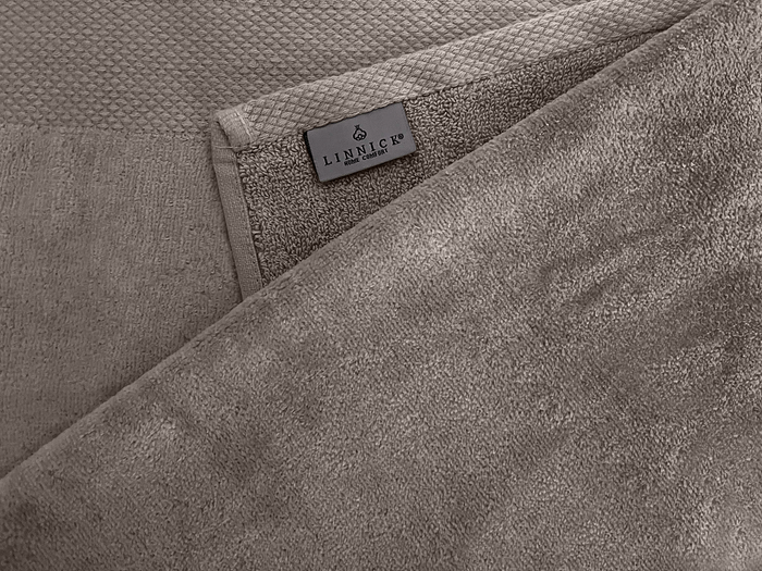 LINNICKVelours Handdoek Katoen 50x100cm - taupe - Set van 4