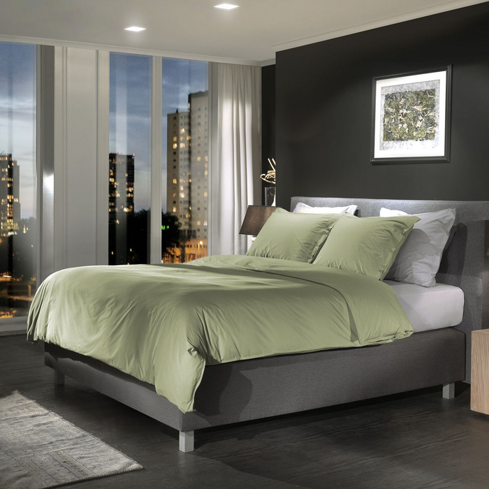 Yellow Dekbedovertrek Percale silent green