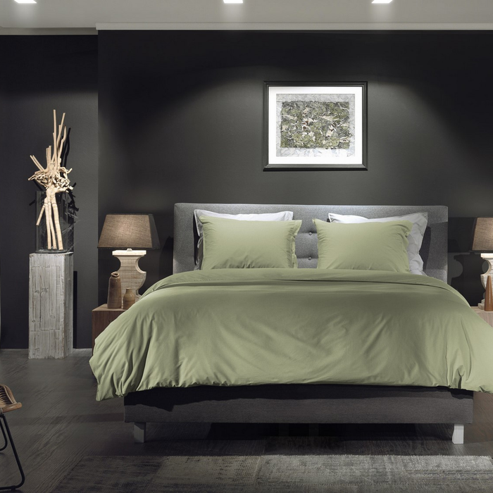 Yellow Dekbedovertrek Percale silent green