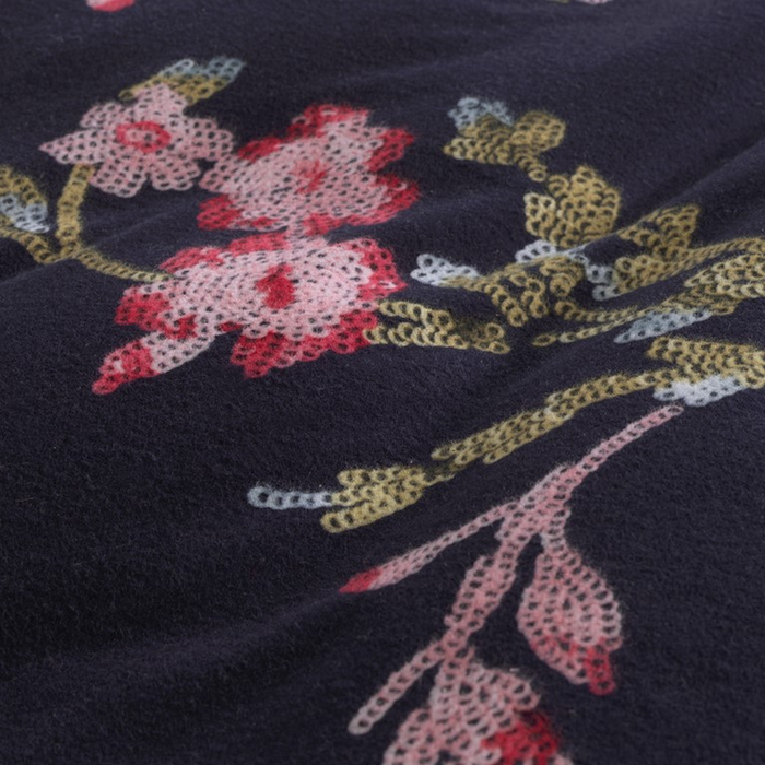 Heckett Lane Dekbedovertrek Flanel Daisy - navy blue