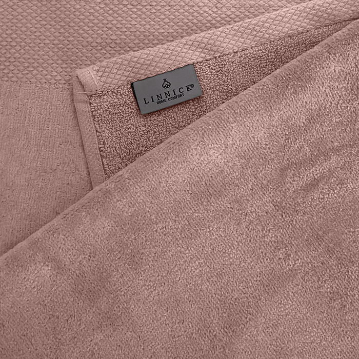 LINNICKVelours Handdoek Katoen 60x110cm - rose - Set van 4