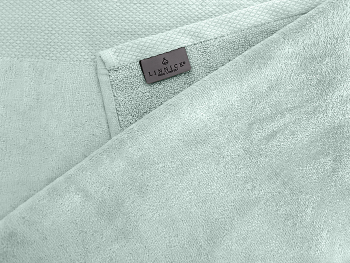 LINNICKVelours Handdoek Katoen 60x110cm - soft green - Set van 4