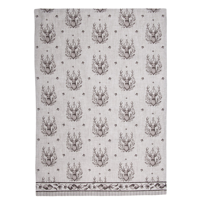 Clayre & Eef Theedoek 50x70 cm Beige Katoen Hert Keukenhanddoek