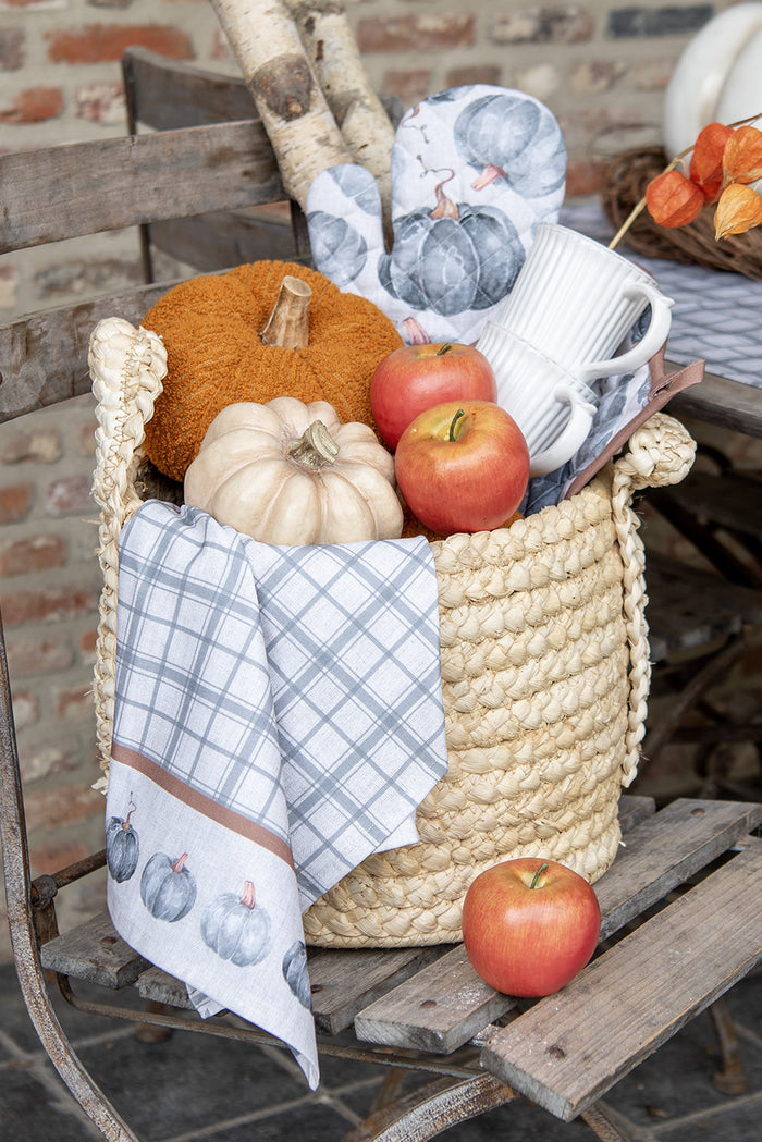 Clayre & Eef Theedoek 50x70 cm Grijs Katoen Pompoen