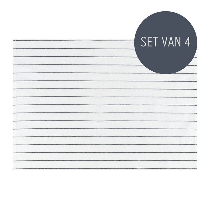 Krumble Theedoek met streeppatroon - Wit - Set van 4