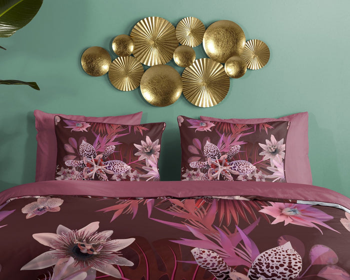 Descanso Dekbedovertrek Biologische Katoen Satijn Farze - bordeaux