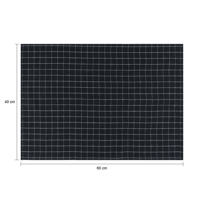 Krumble Theedoek met ruitpatroon klein - Zwart - Set van 8