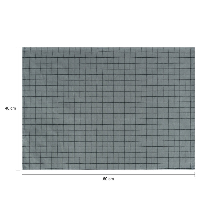 Krumble Theedoek met ruitpatroon klein - Katoen - Grijs - Set van 8