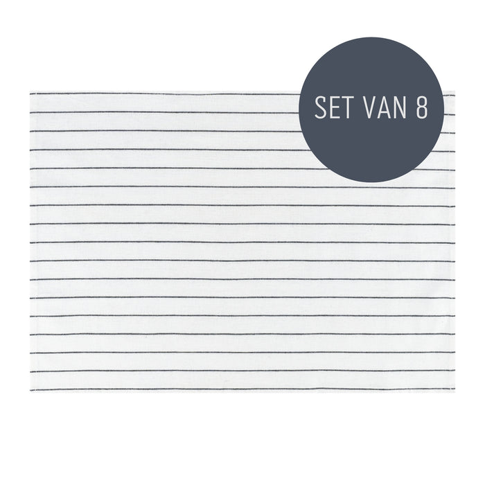 Krumble Theedoek met streeppatroon - Wit - Set van 8
