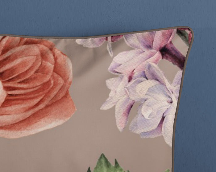 Descanso Dekbedovertrek Biologische Katoen Satijn Fiori - taupe