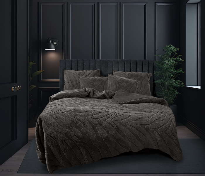 Eleganzzz Dekbedovertrek Jacquard Rabbit Fur - taupe grey