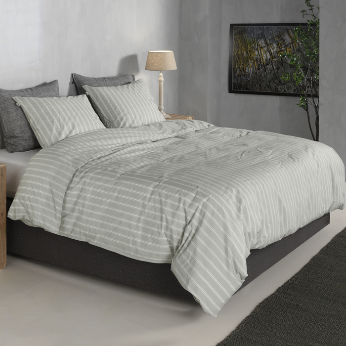 Zo Home Dekbedovertrek Righe di Percalle - northern grey