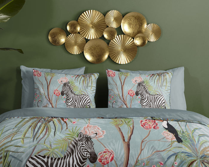 Descanso Dekbedovertrek Biologische Katoen Satijn Yasmin - aqua