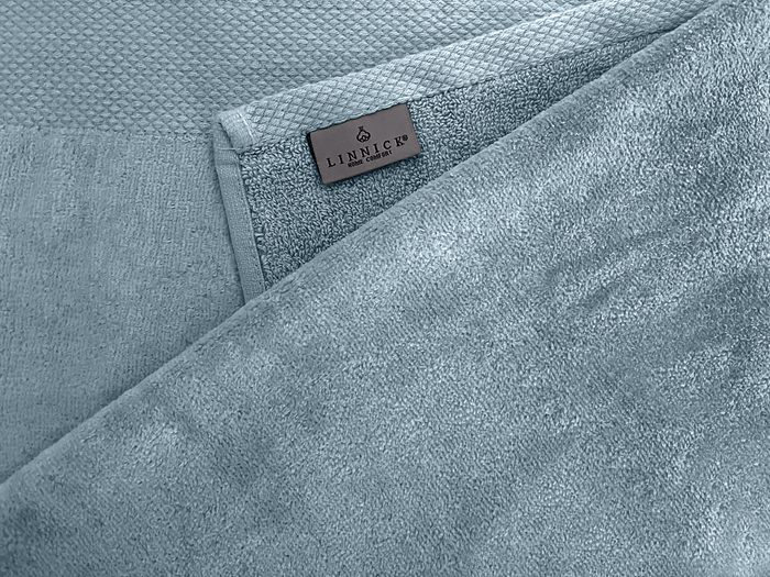 LINNICKVelours Handdoek Katoen 60x110cm - denim - Set van 4