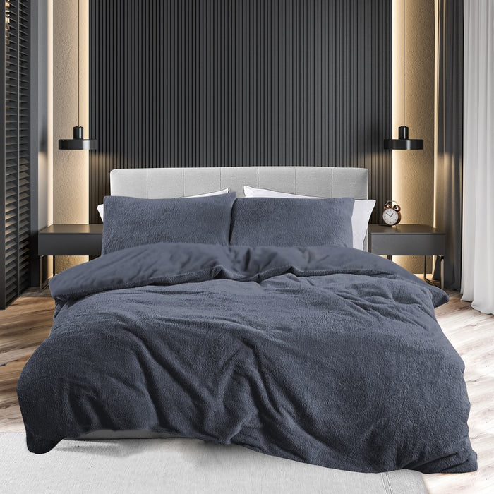 Eleganzzz Dekbedovertrek Teddy Pluche - anthracite