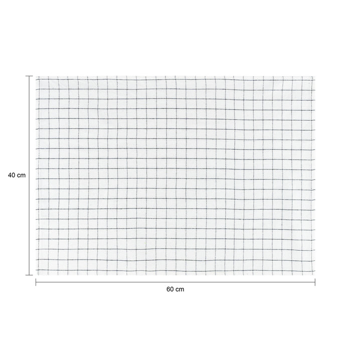 Krumble Theedoek met ruitpatroon klein - Wit - Set van 4