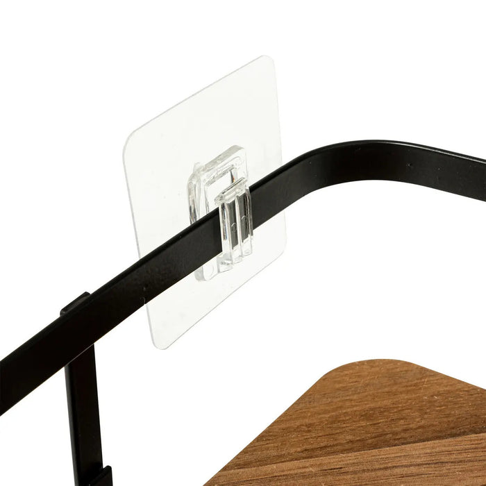 5Five Badkamer douche rekje - metaal|hout - zuignap - 20x20x7 cm