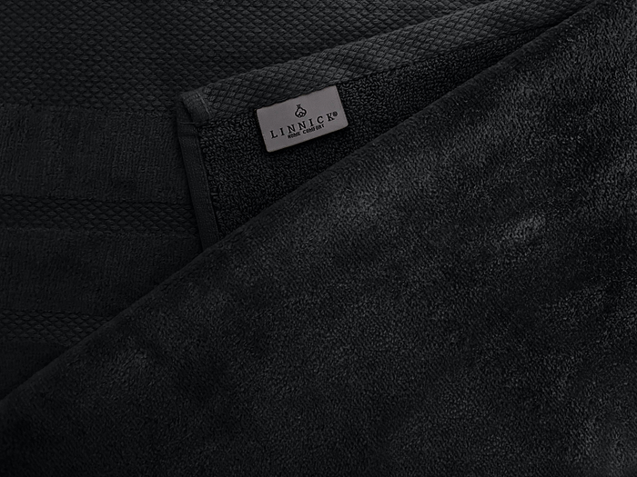 LINNICKVelours Badlaken Katoen 70x140cm - black - Set van 4