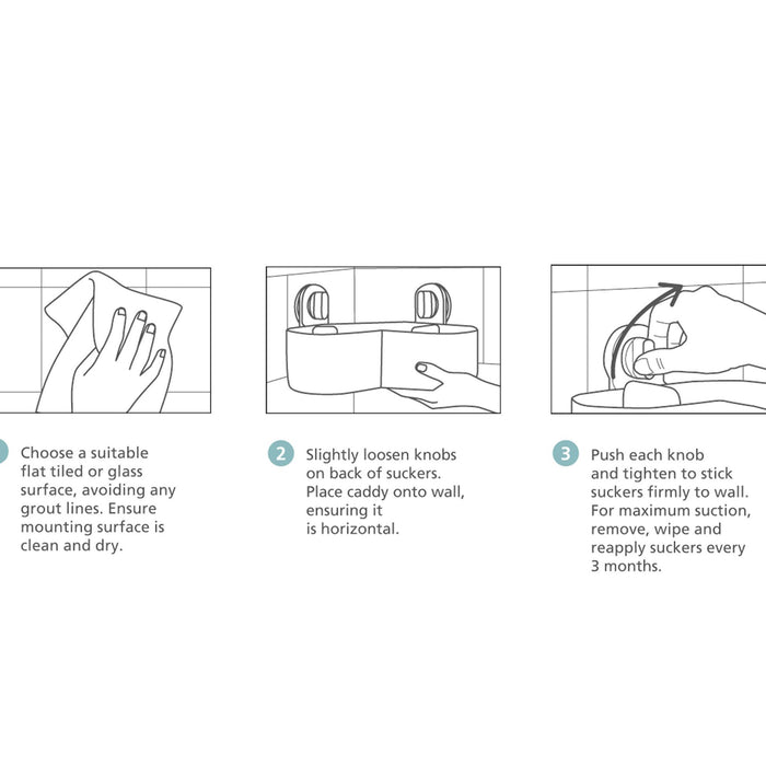 Joseph Joseph Duo Opal - Douchecaddy met Zuignap in Hoekvorm