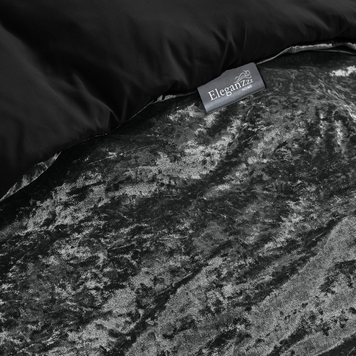 Eleganzzz Dekbedovertrek Crushed Velvet - black