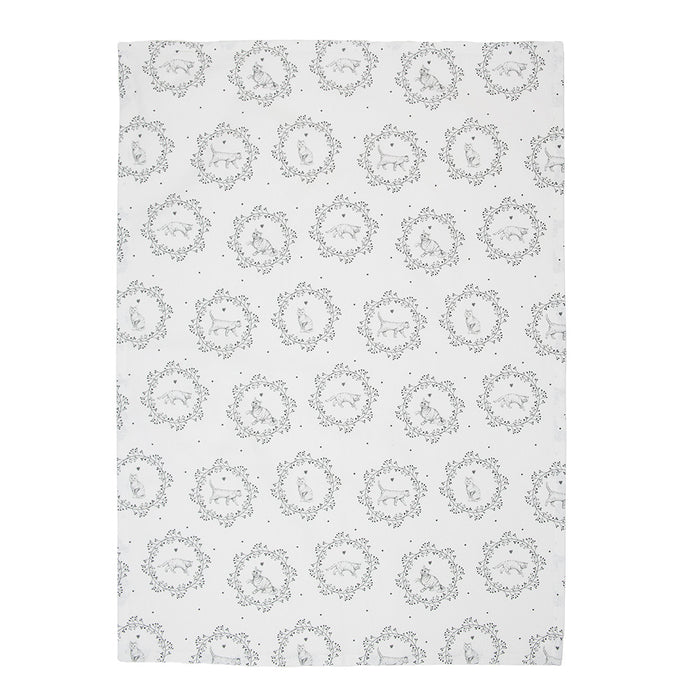 Clayre & Eef Theedoek 50x70 cm Wit Grijs Katoen Kat