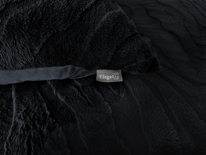 Eleganzzz Dekbedovertrek Jacquard Rabbit Fur - black