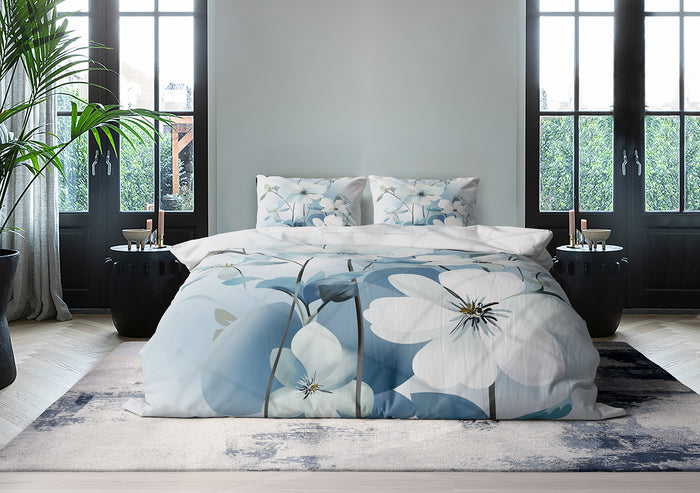 Eleganzzz Dekbedovertrek Micropercal Bouquet of Dreams - blue