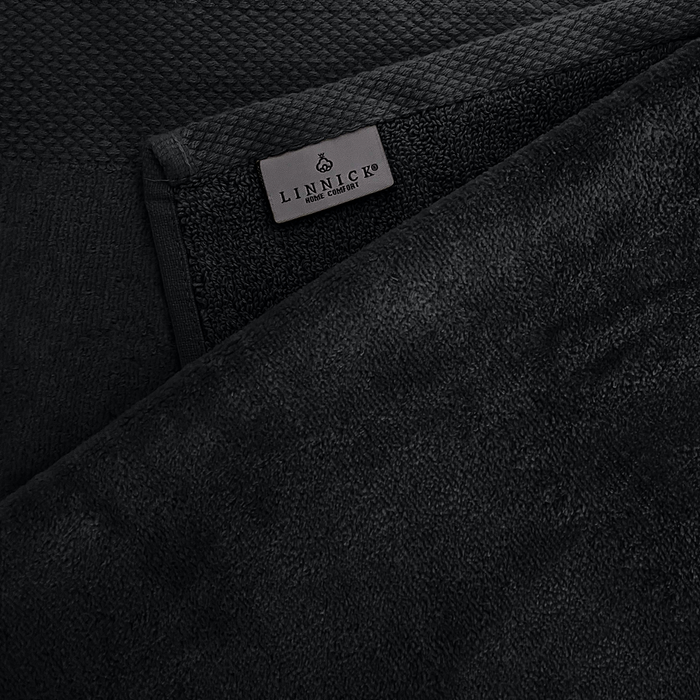 LINNICKVelours Handdoek Katoen 60x110cm - black - Set van 4