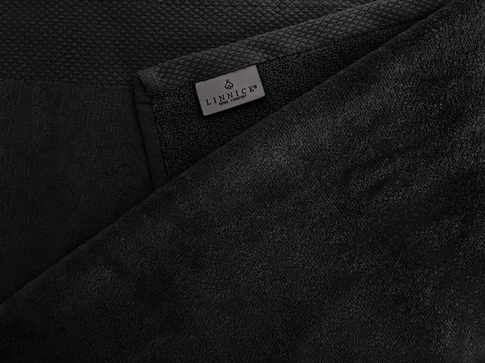 LINNICKVelours Handdoek Katoen 60x110cm - black - Set van 4