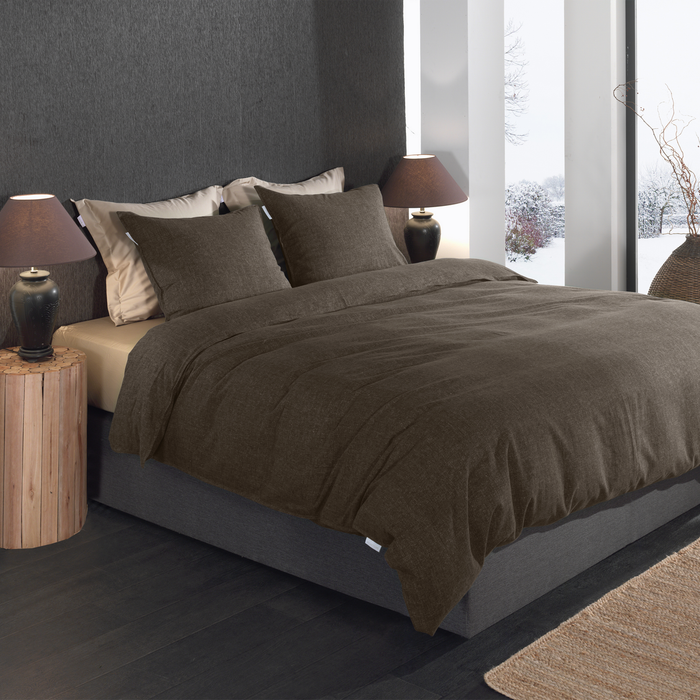 Heckett Lane Dekbedovertrek Flanel Franela - coffee quartz